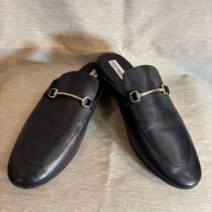 Steve Madden Sz 10M Leather Mules with Golden Horse Bit Almond Toe Slip On